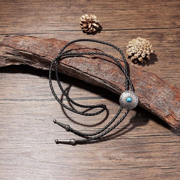 6Pcs Bolo Tie Set for Men, Western Cowboy, Turquoise & Tiger Eye Stone Neck Tie - Picture 9 of 9